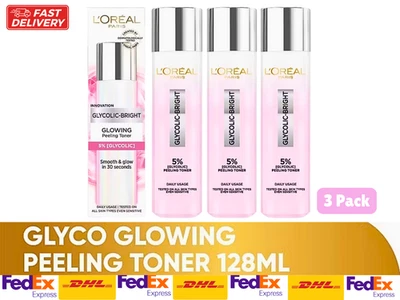 Tónico exfoliante L’Oreal ácido glicólico 5 % 128 ml x3 | Corrector de manchas oscuras y luminosidad Foto 1 de 4