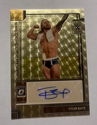 2023 Panini Chronicles Donruss Optic WWE Tyler Bate Auto Gold Vynle 1/1 - Image 1 of 2