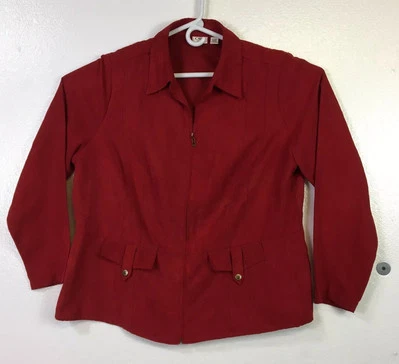 Chaqueta roja Cato para mujer talla 18/20W imitación gamuza cremallera completa manga larga cuello Foto 1 de 4