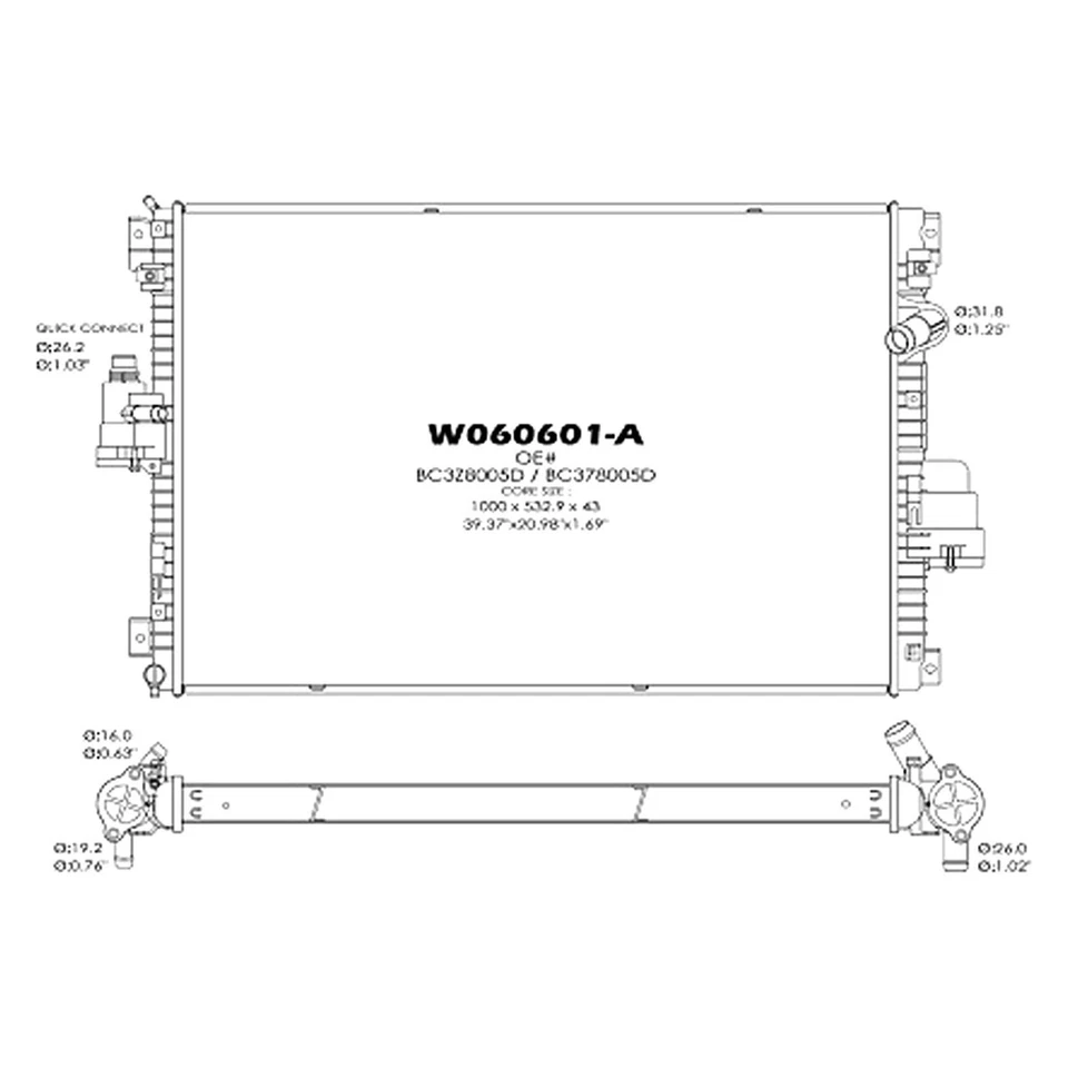 Engine Coolant Radiator For Ford F-450 Super Duty 2011-2016 Replace RAD13339 - Image 1 of 1