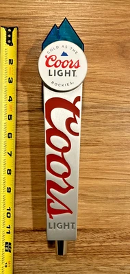 Coors LIght Beer Tap Handle Knob Top Draft Kegerator Bar Blue Mountain Metal - Image 1 of 4