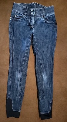 Reithose HKM Gr 36 Vollbesatz Jeans Optik Strass Besatz  - Bild 1 von 4