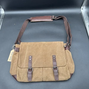 STYLED Kuriertasche aus gewachstem Canvas braun Beuteltasche brandneu 14” x 5” x 10,5” - Bild 1 von 8