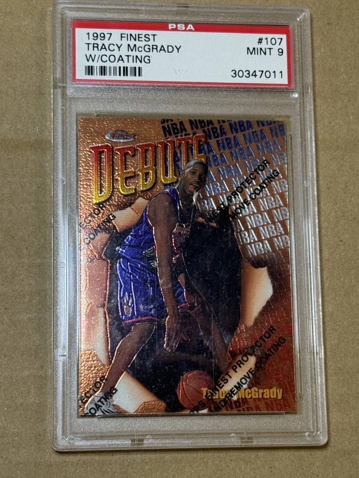 1997-98 Topps Finest #107 Tracy McGrady RC! PSA 9 MINT! - Image 1 of 4