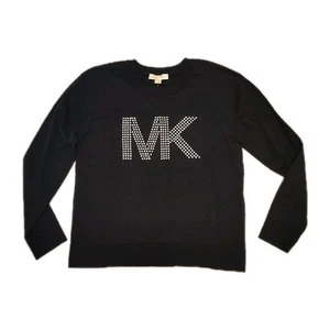 Michael Kors Crystal Bling Sweater Women's Size Medium Pullover Black Garment - Picture 1 of 14