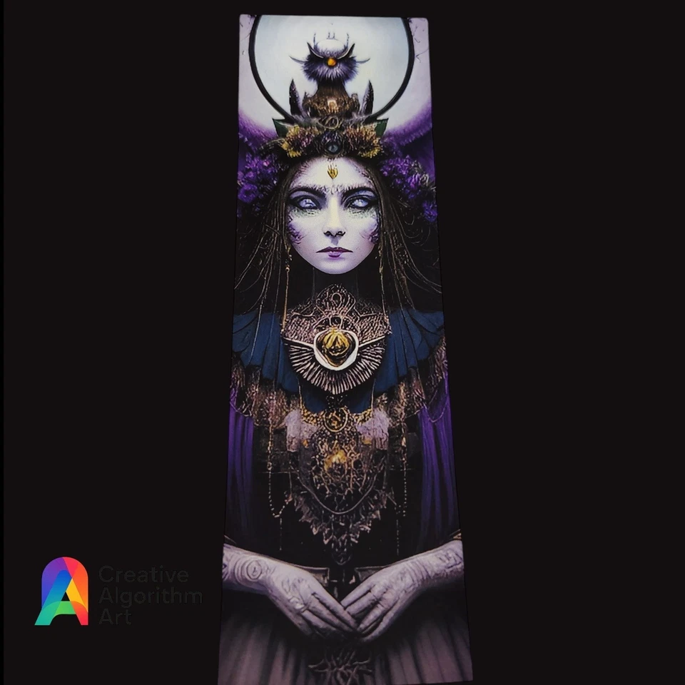 Moon Priestess & Owl Bookmark – Gothic Fantasy Art🌙  - Image 1 of 1