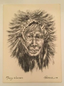 Tazouz Arts Card "Many Winters" Alaska Print From An Original Drawing By Tazouz - Picture 1 of 7