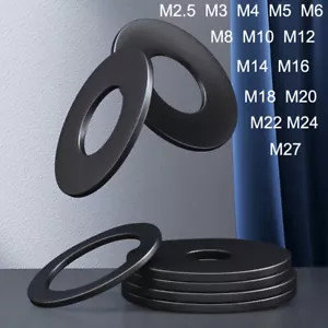 Flachwaschmaschine Qualität 8,8 schwarze Stahldichtung M2,5 M3 M4 M5 M6-M27 OD 5,5-50 mm metrisch - Bild 1 von 5