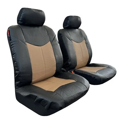 Fundas de asiento de cuero para HYUNDAI ACCENT 2005-2017 delanteras de cuero sintético negro tostado Foto 1 de 4