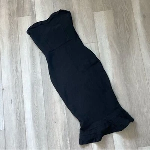 Herve Leger Fluted Hem Strapless Bandage Midi Dress Black (xsmall) party formal - Picture 1 of 10