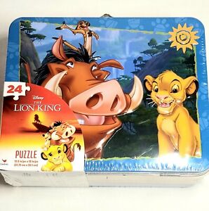 Disney Lion King Simba, Pumba 24 Piece Puzzle in Exclusive Metal Lunch Box New