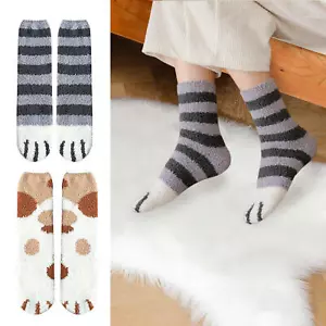 Warm Fuzzy Socks for Women Cartoon Cat Paw Slipper Socks Fuzzy Socks fitting - Picture 1 of 3