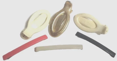 Mixed Lot 6 Vintage Hair Accessories Alligator Clips and Barettes Red Gold Blk.. - Image 1 of 4