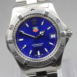 [Exc+5]Box TAG HEUER 2000 Professional WK1116 Blue Dial Quartz Men’s 38mm JAPAN - Picture 1 of 20