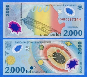 Romania 2000 Lei 1999 P-111b UNC Polymer Banknote - Solar Eclipse - Picture 1 of 3