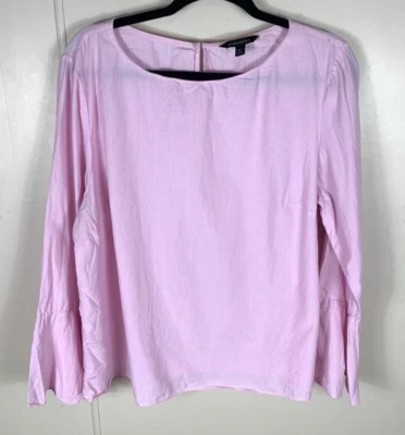 Top para mujer Banana Republic rosa a rayas manga larga de algodón talla XL Foto 1 de 4