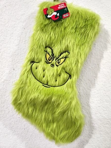 THE GRINCH PELZIGER GRÜNER WEIHNACHTSSTRUMPF KUNSTFELL DEKO - Bild 1 von 5