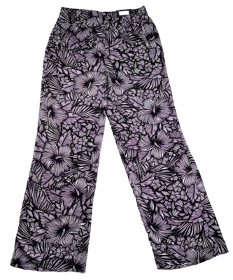 Pantalones florales Worthington para mujer talla M negros morados Foto 1 de 4