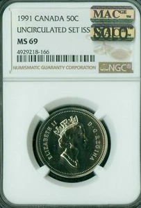 1991 CANADA 50 CENTS NGC MS69 PQ MAC FINEST GRADED MAC SPOTLESS * - Picture 1 of 2