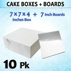 ✨ 10 Pack! Cake & Treats Party Boxes (7") | Silver Boards - Promo - Picture 1 of 4