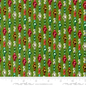 MODA FABRICS #7394 13" CHRISTMAS DECOR ON AN EVERGREEN BACKGROUND BTY - Picture 1 of 1