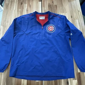 Majestic Chicago Cubs 1/4 Pullover Windbreaker Mens Large Cool Base Long Sleeve - Picture 1 of 6