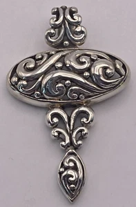 Sterling Silver Bali Filigree 2" Signed Stylized Cross Pendant - Picture 1 of 8