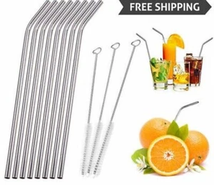 Metal Reusable 304  Steel Straws Straight Bent Drinking Straw With Case Cleaning - Picture 1 of 5