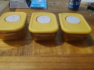 Tupperware 3387-A-2 Yellow Bowl & Vented Container Lid #3388-A-1 Set of 3 - Picture 1 of 4