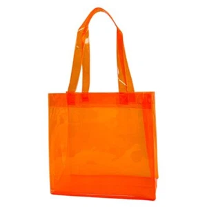 1pcs Orang Waterproof Large Transparent Pvc Shopping Clear Tote bag with Hand... - Picture 1 of 6
