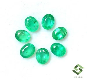 Smeraldo naturale 5x4 mm taglio ovale lotto 07 pezzi 1,96 CTS pietre preziose sfuse calibrate - Foto 1 di 7