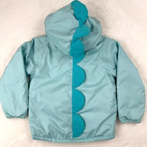 COLUMBIA Dinosaur Hooded Jacket Full Zip Fleece Lined Kids 4T Blue Dragon Spikes - Picture 1 of 23