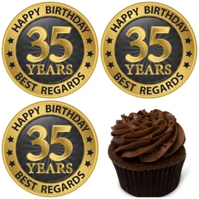 35.Geburtstag eßbar Torten-bild Muffin-aufleger Party Deko Geschenk-Idee Cupcake - Bild 1 von 4