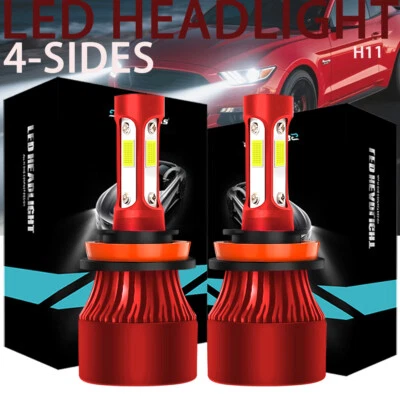 4-Sides H11 LED Headlight Kit Low Beam Bulb Super Bright 6500K White 1000000LM Foto 1 de 4