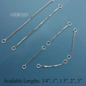 Sterling Silver Cube Box Link Chain Connector w/Closed Rings [Options 3/4" - 3"] - Picture 1 of 8