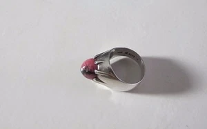 Silberring BENGT HALLBERG SWEDESIGN 1970 Rosenquarz Sweden vintage silver ring - Picture 1 of 11
