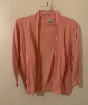 Suéter Cárdigan Cielo Para Mujer Talla S Rosa/Melocotón Bolsillos Delanteros Abiertos Manga Larga Foto 1 de 4