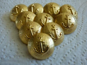 17mm x 6 Light GOLD Dome Metal Anchor Design Shank Buttons + A FREE GIFT !!  - Picture 1 of 6