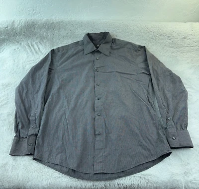 Zegna Dress Shirt Mens Large Black Pin Stripe Office Date Night Button Up - Image 1 of 4