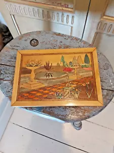 VINTAGE INLAID WOODEN PLAQUE FROM SRI LANKA - Picture 1 of 10