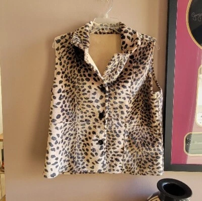 Colete feminino reversível DRAPERS & DAMONS estampa animal/castanho sem mangas tamanho PM - Imagem 1 de 4