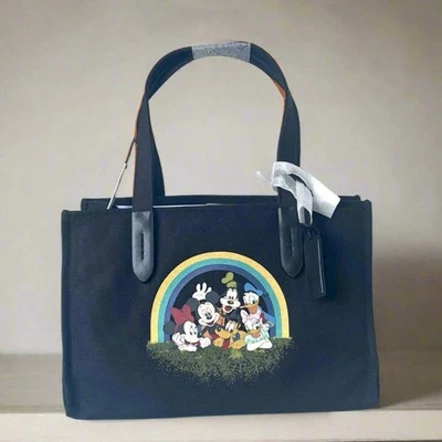 Bolso de Mano Disney X Coach 30 Mickey Mouse Friends Negro CS533 Lona Cuero Mediano Foto 1 de 4