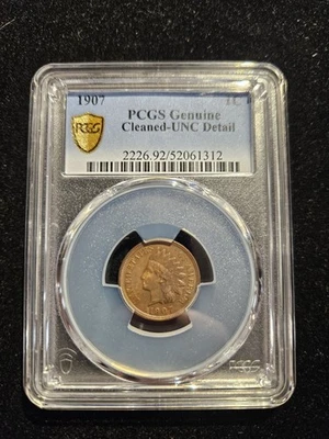 1907 Indian Head Cent 1¢ - PCGS UNC detail - AWESOME toning / Toned Both sides - Image 1 of 4
