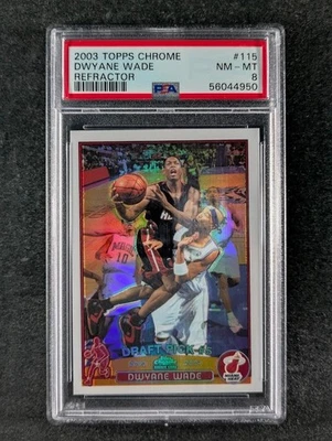 2002-03 Topps Chrome DWYANE WADE Rookie RC Refractor SP Draft Pick #5 PSA 8 - Image 1 of 3