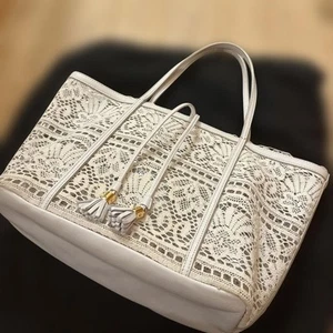 Dolce&Gabbana Women Lace Knit Tote Bag White Luxury Classic Sleek Italian Used - Picture 1 of 11