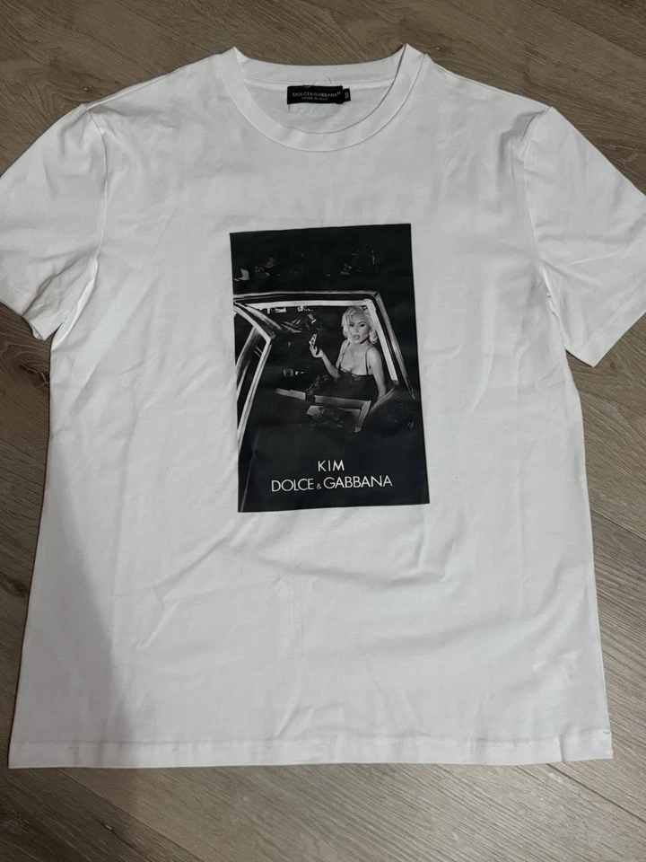 Kim Kardashion X Dolce Gabbana D&G Collab T Shirt Size 50 L Large White Top - Image 1 of 4