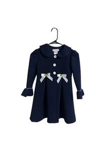 Bonnie Jean Navy Blue Poplin Coat Swing Dress Coat Sz 6 - Picture 1 of 8