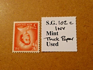 QEII NEW ZEALAND 1953 102c/SG CAT No 727w INV WMK THICK PAPER 1958 M/MINT - Picture 1 of 1