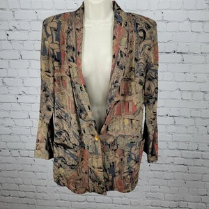 Vintage Ken Sington leichte Jacke mit abstraktem Druck hergestellt in den USA Größe Large L - Bild 1 von 12