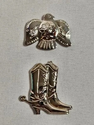 GUC Thin Silvertone Metal Country Western Native Button Covers - Image 1 of 4